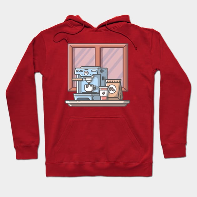 Coffee Machine Cartoon Hoodie by Catalyst Labs